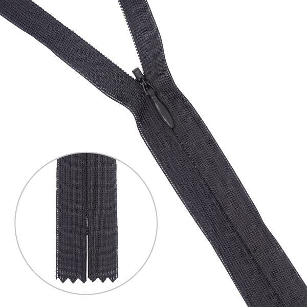 Молния потайная (скрытая) Т3 (3 мм) 1 зам., н/раз., 20 см, т.серый, 31218 / 20, 10 шт