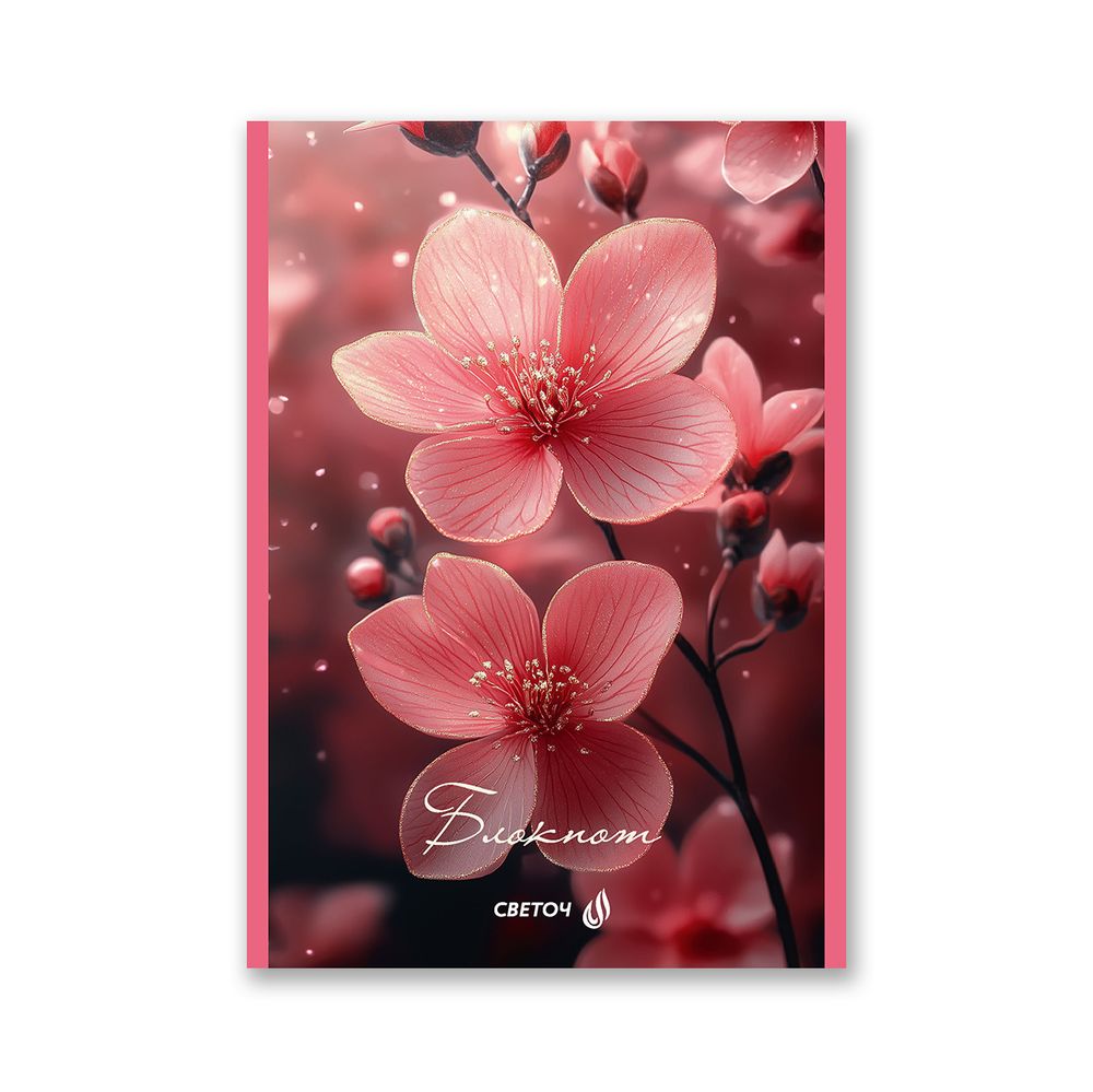 Блокнот на скобе, A5 60 л. 12 шт клетка, Нежные лепестки 01743, Б263 Светоч