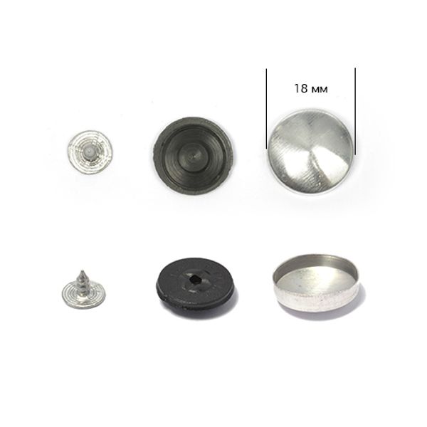 Заготовки для обтяжки пуговиц №28 (18мм) ножка - пластик цв. черный на гвоздике уп. 500 шт