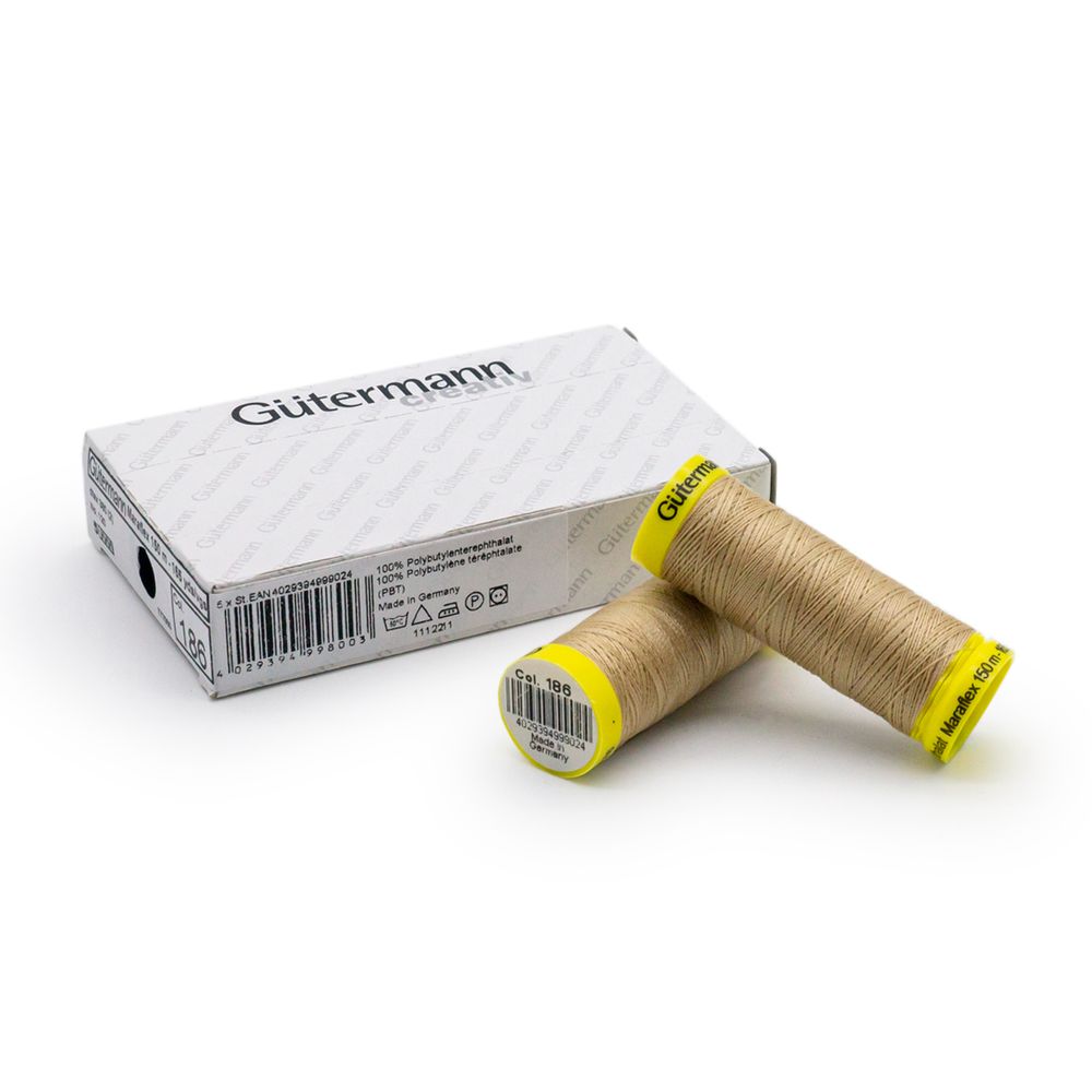 Нитки для трикотажа Gutermann Maraflex, 150м, 186 крем-брюле, 5 катушек