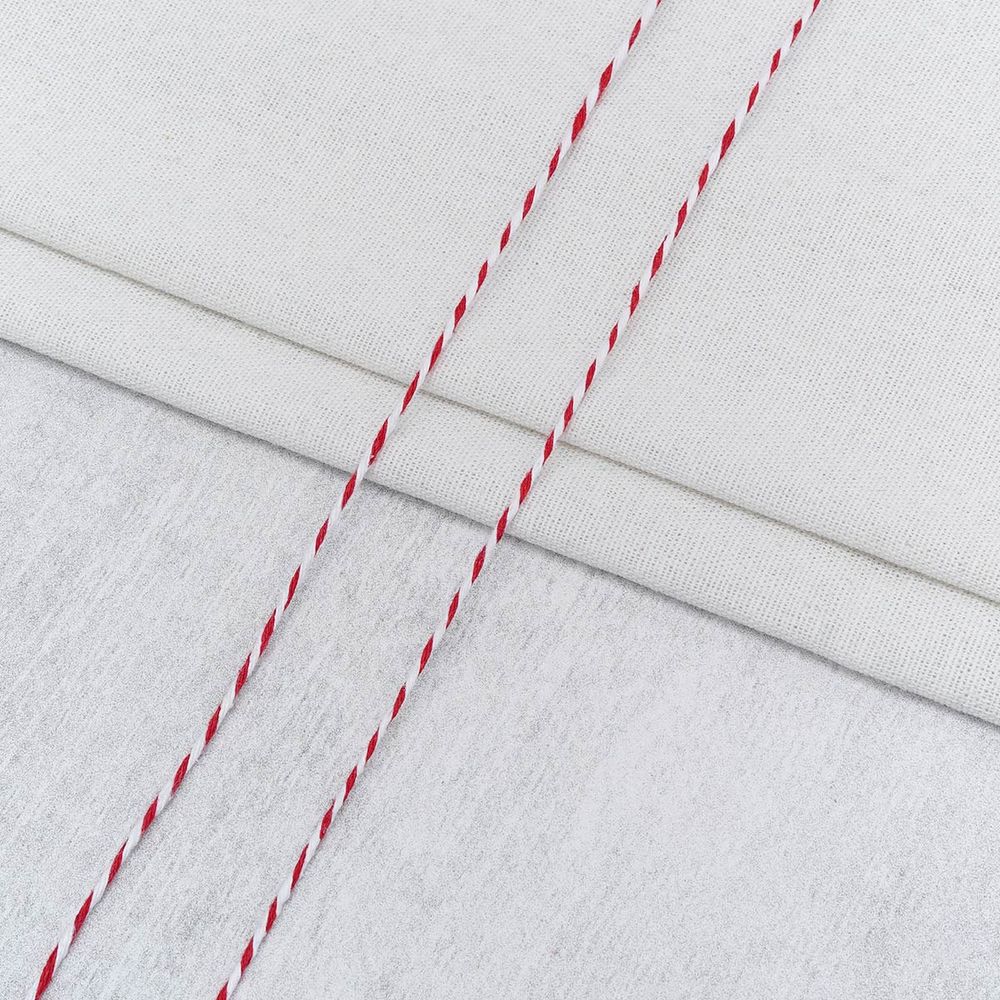 Шпагат х/б ⌀1.0 мм, / 100 метров, белый/красный