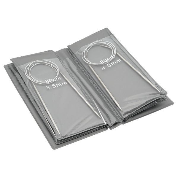 Набор круговых спиц для вязания 2.0-6.0 мм, 80 см, 8 размеров, металл, Hobby&Pro