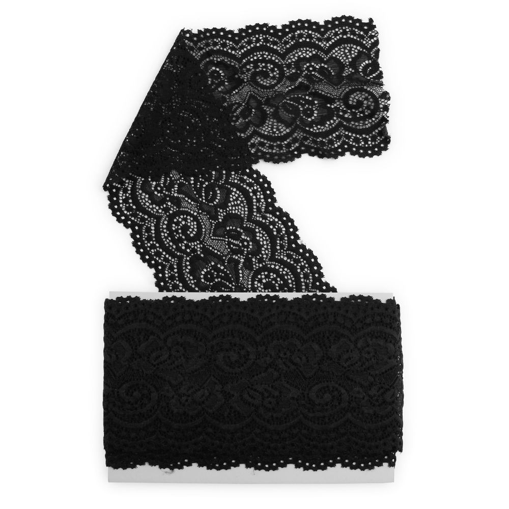 Кружево эластичное (стрейч) 100 мм / 3 метра, C580 черный
