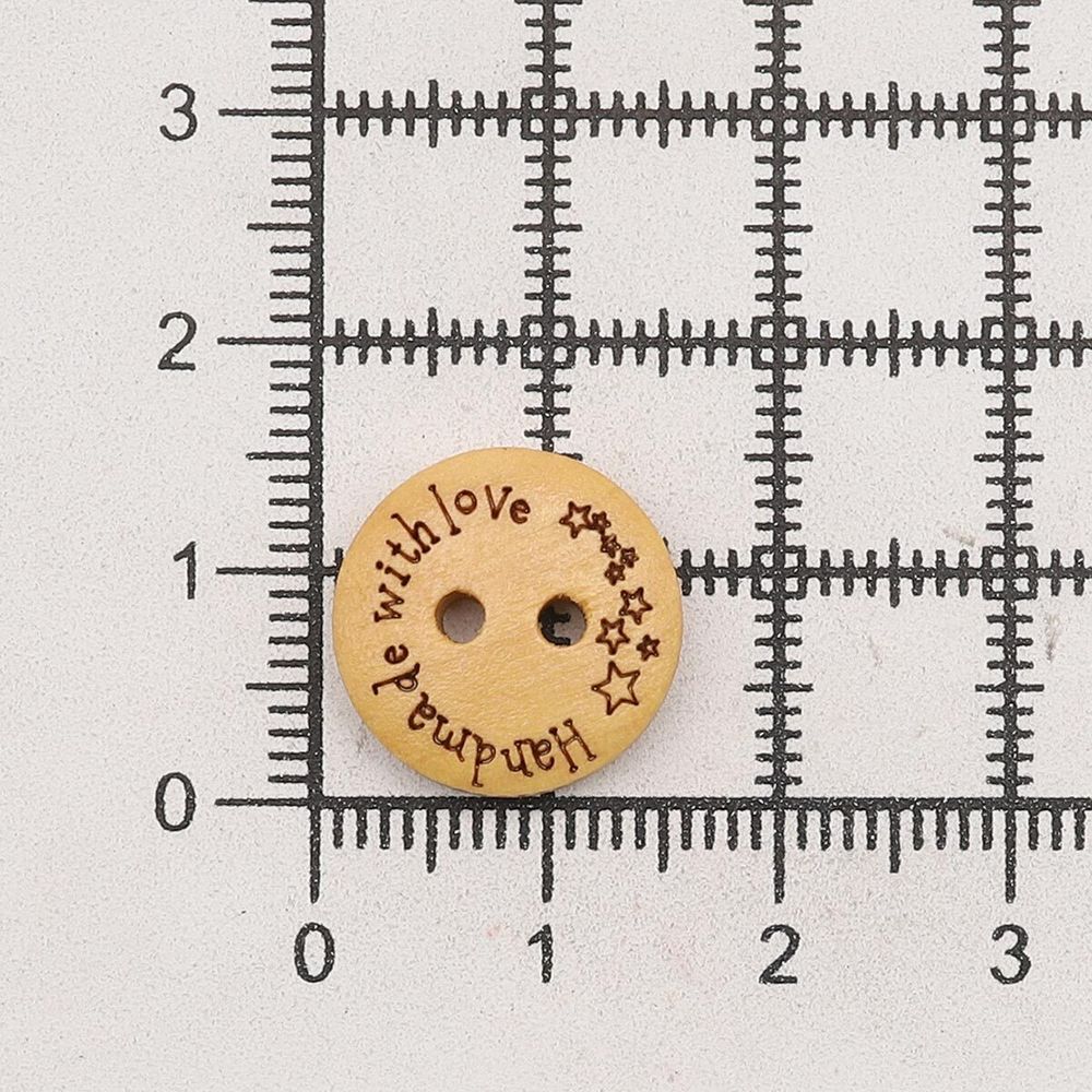 Пуговицы на 2 прокола Handmade 24L (15мм), дерево (Yellow (желтый)), W21, 36 шт