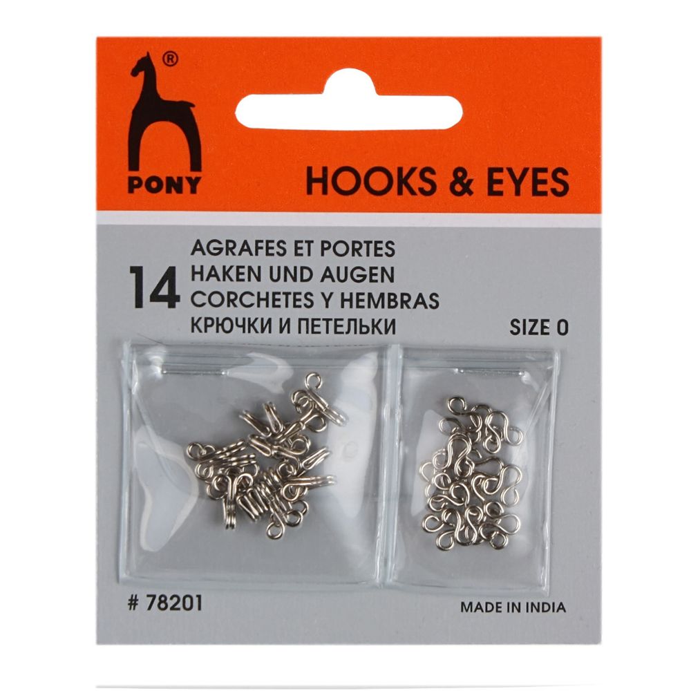 Крючки пришивные 7 мм, никель, серебристые, 14 шт, Pony