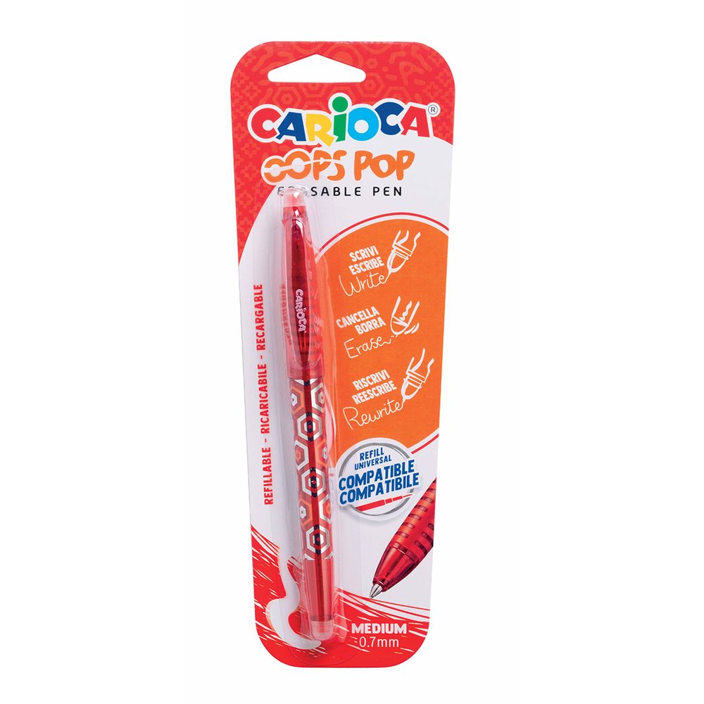 Ручка гелевая пиши-стирай OOPS Pop 41044/03 ⌀1 мм, 0.7 мм, 41044/03 цвет чернил: красный, Carioca 41044/03