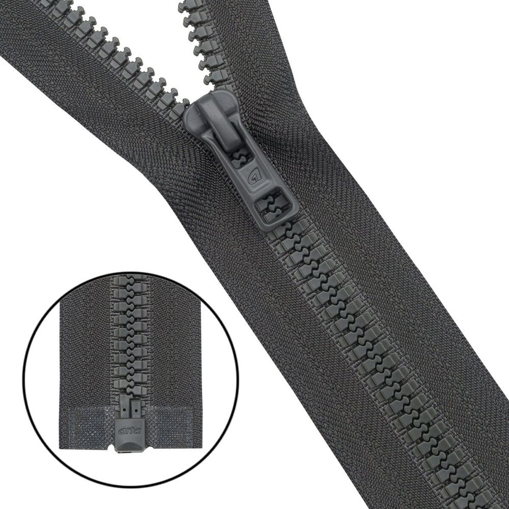 Молния трактор Arta Т6 (6 мм) 1 зам., разъем., 65 см, (2076), A315 графит, НОВЫЙ МАТОВЫЙ ЗАМОК, уп.5 шт