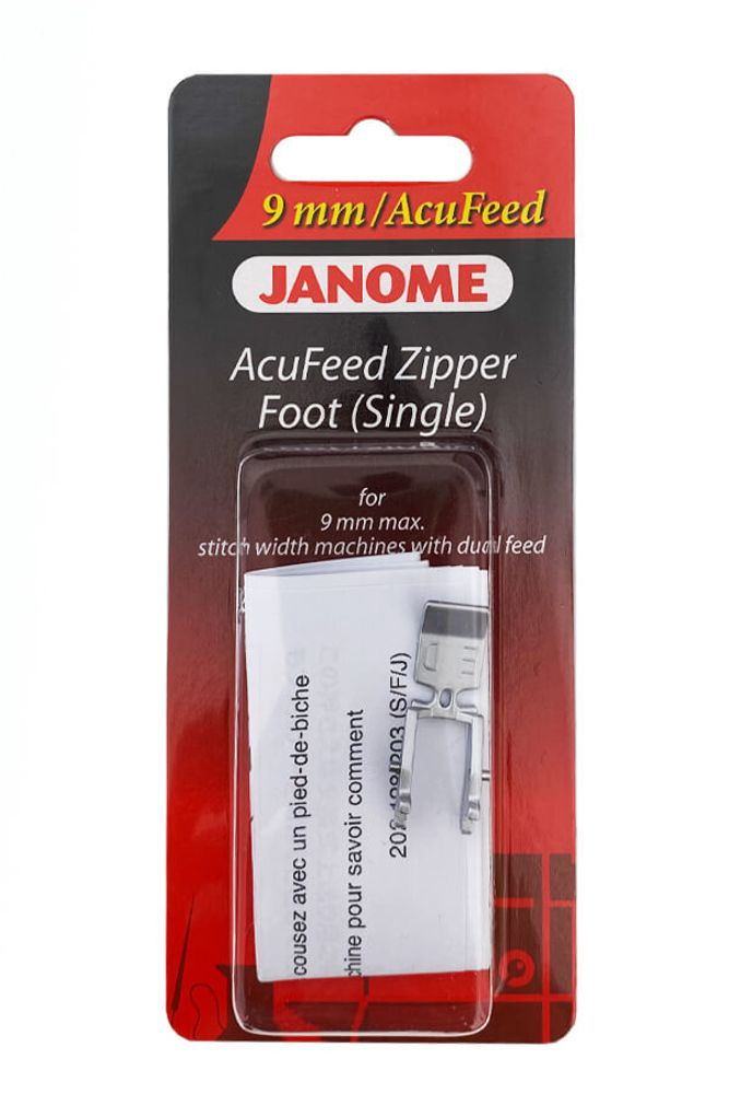 Сменная лапка AcuFeed для вшивания молнии (блистер), 9 мм Janome, 202128007, Janome, 1 шт Сменная лапка AcuFeed для вшивания молнии (блистер), 9 мм Janome, 202128007, Janome, 1 шт