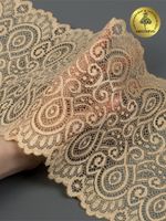 Кружево эластичное (стрейч) L1351 180мм цв.126 бежевый, 25м, Kruzhevo