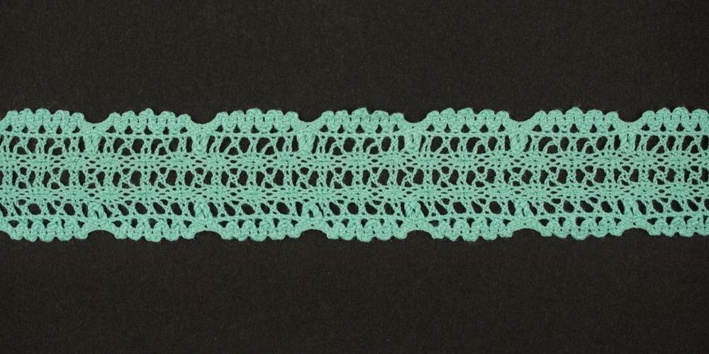 Кружево вязаное (тесьма) 25 мм, цв.мятный, Alfa, 25 метров, AF-386-075