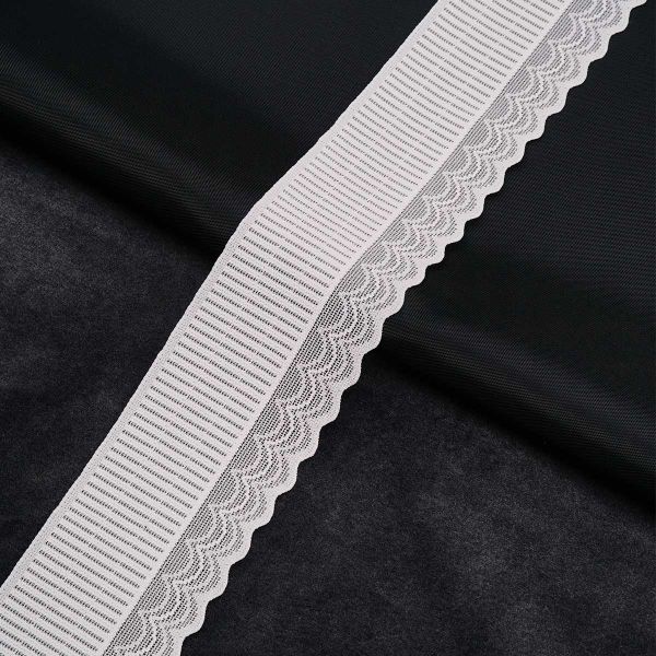 Кружево эластичное (стрейч) 40 мм / 3.4 метра ±4 см, белый, 3AR3781