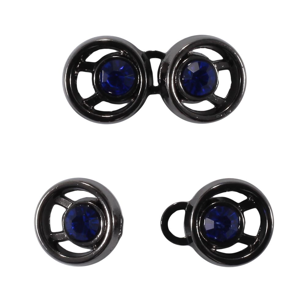 Крючки пришивные декоративные 10х21 мм, чер.никель / сапфир цв.935, 20 шт