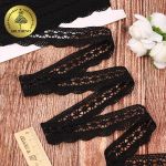 Кружево вязаное (тесьма) 27 мм / 10 метров, хлопок, TBY.1005, черный