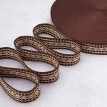 Стропа (ременная лента) 38 мм / 45.72 метра, [35.87 г/пог.м], с принтом, T043 бежевый/черный/белый, 3Al362