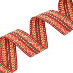 Лента (тесьма) жаккардовая 30.0 мм / 25±1 метров, х/б рис. 9871, красный/желтый/зеленый, С3881Г17