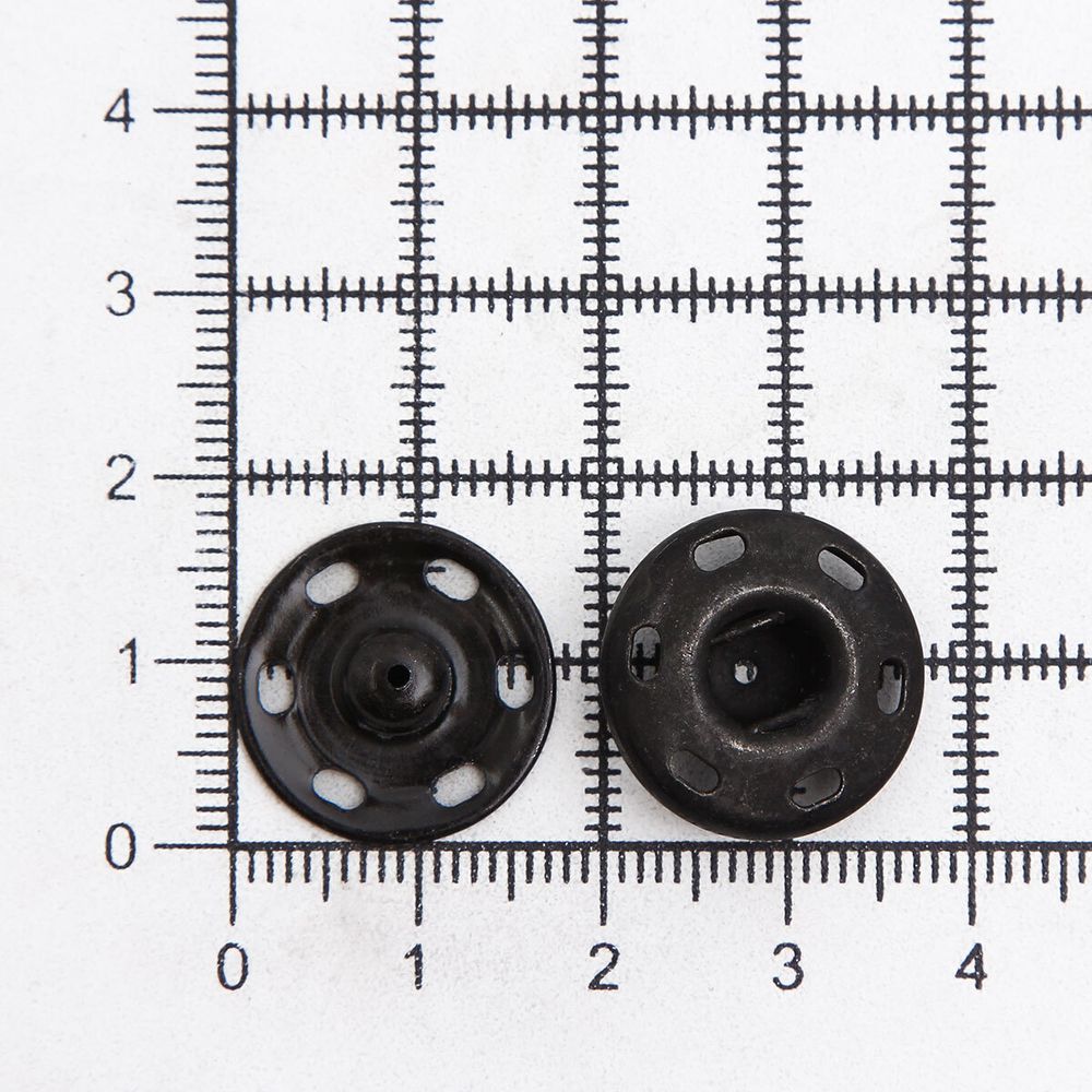 Кнопка пришивная металл ⌀18.0 мм, сталь, черные, 2 шт, Pony