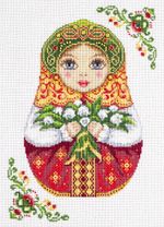 Набор для вышивания нитками Panna, Русская матрешка, Весна, 22х29 см