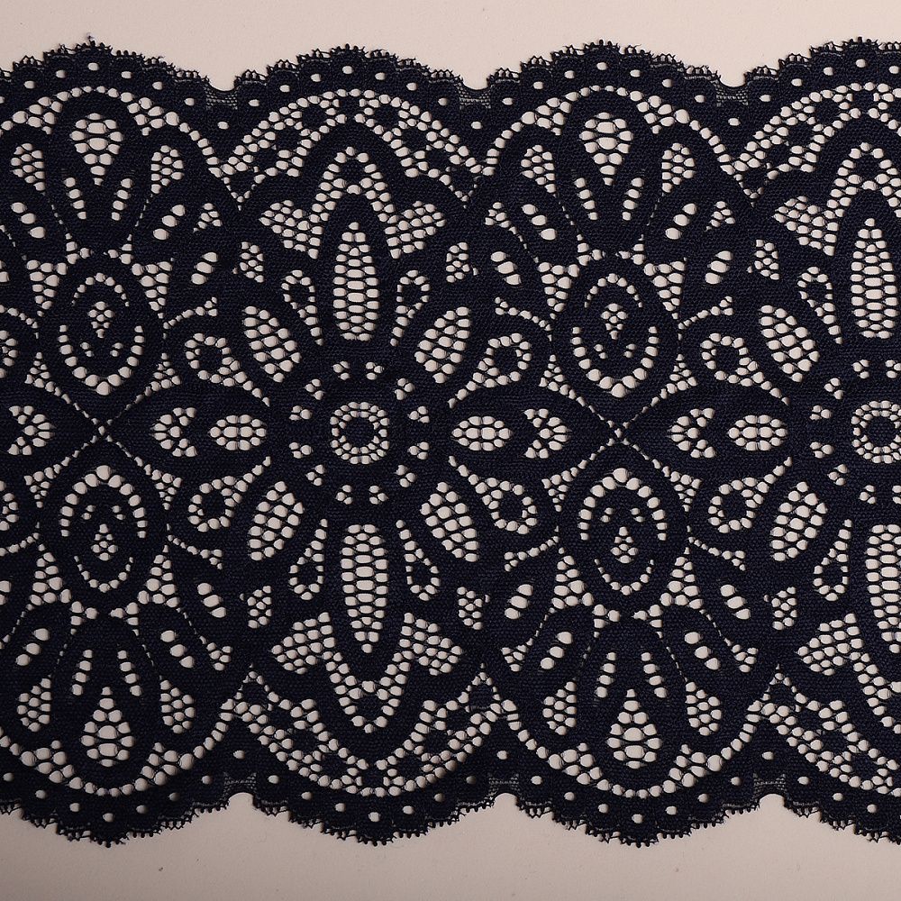 Кружево бельевое эластичное 195 мм / 25 м, 263, цв.03 т.синий, Kruzhevo