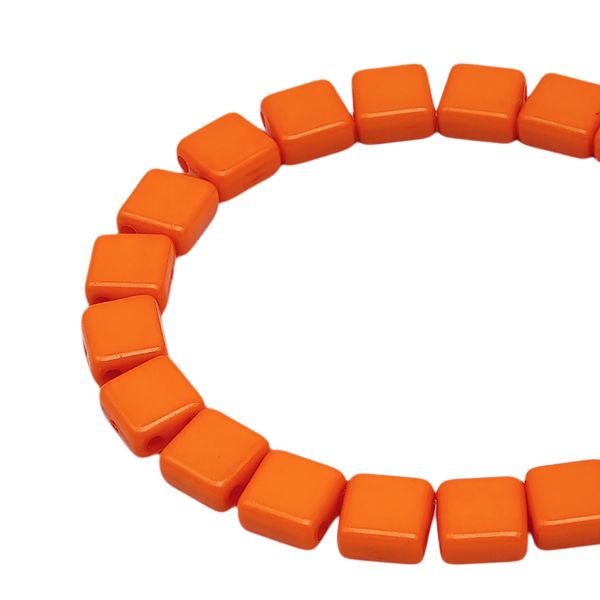 Бусины пластик 6х6х3 мм, 50 г, с двойным отверстием, плоский квадрат, 4 оранжевый, Astra&Craft 7429