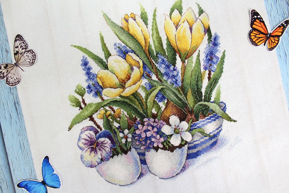 Набор для вышивания нитками МП Студия, Первое дыхание весны, 25х26 см