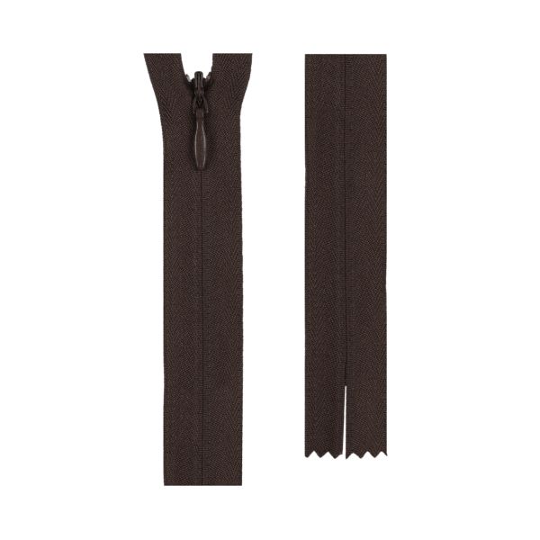 Молния потайная (скрытая) Т3 (3 мм) 1 зам., н/раз., 18 см, сатин (плотная) 295 т.коричневый, G013P Gamma, 10 шт