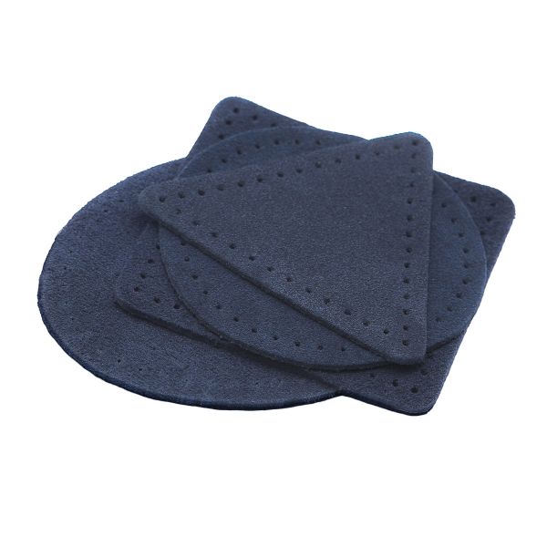 Набор заплаток пришивных из замши, круг, квадрат, треугольник, овал 6см, с перфорацией, 4 шт (22 темно-синий), 59723