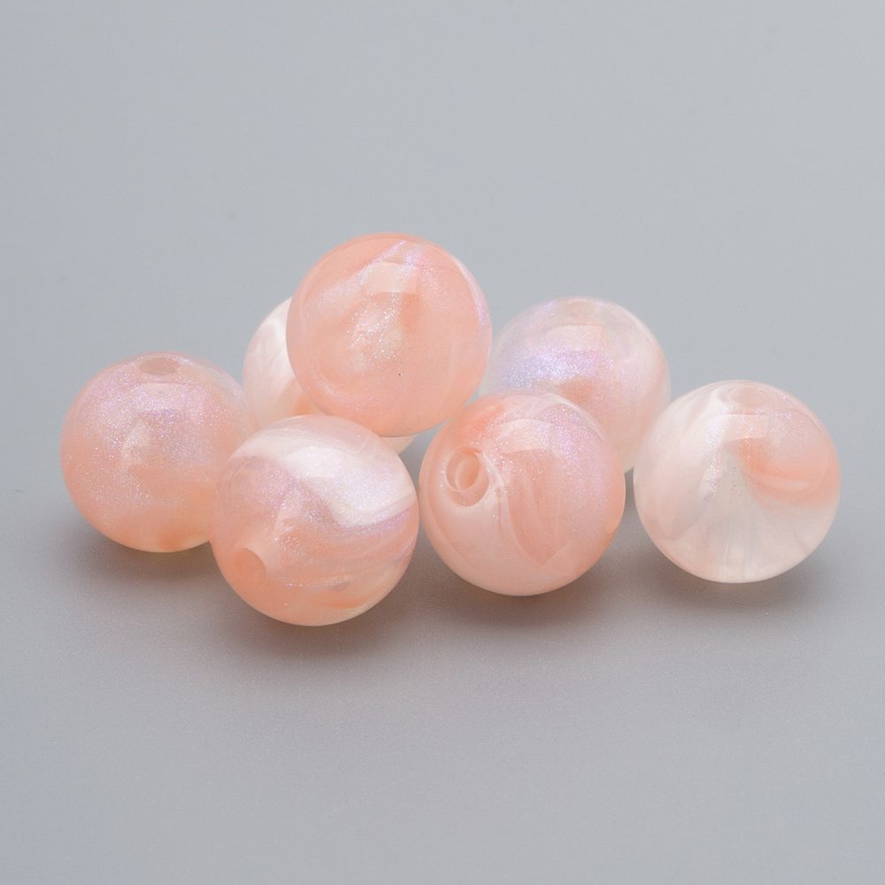 Бусины акрил ⌀12 мм, 500 г, дымка с АВ шиммером, круглые, AD071 персиковый, (7748709)2012 , Astra&Craft