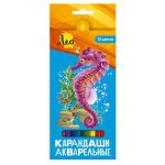 Карандаш акварельный в наборе заточенный 8х12 цв, Лео LBSWP-12