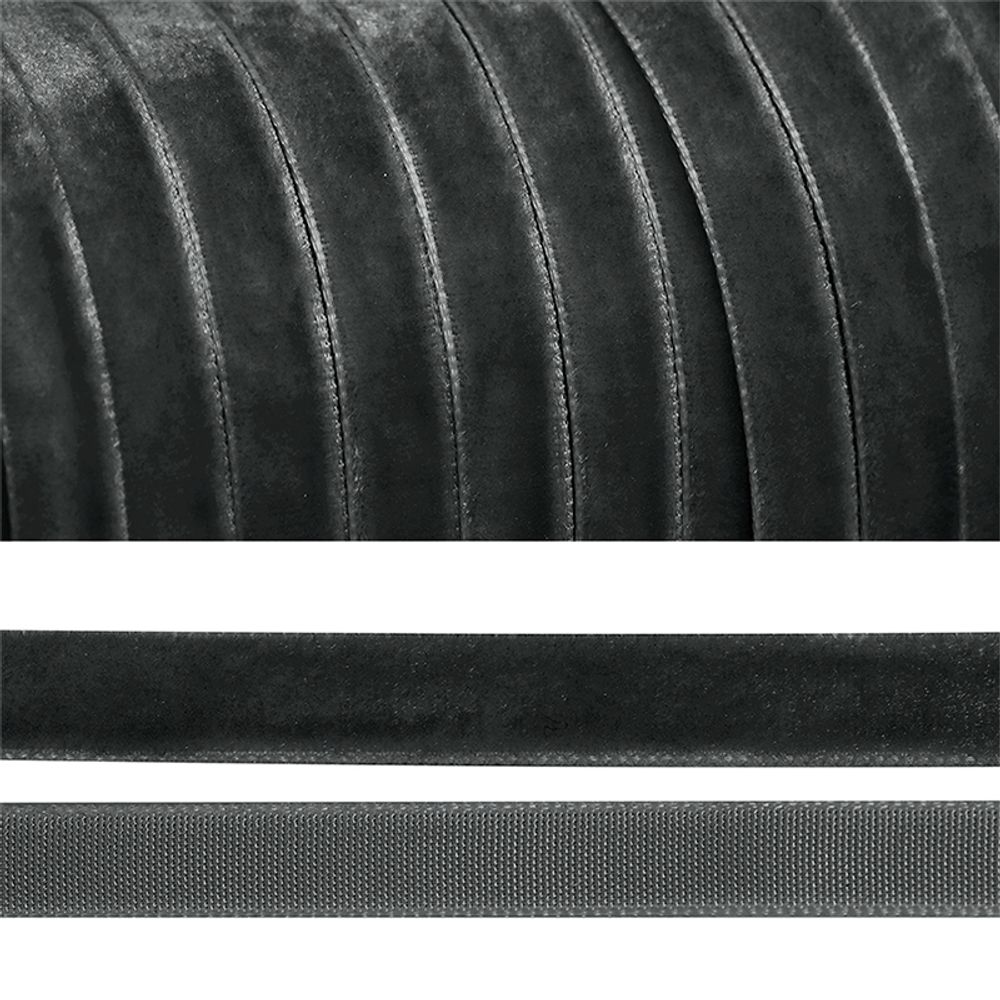 Лента бархатная _6 мм, нейлон, т.серый, уп. 30м