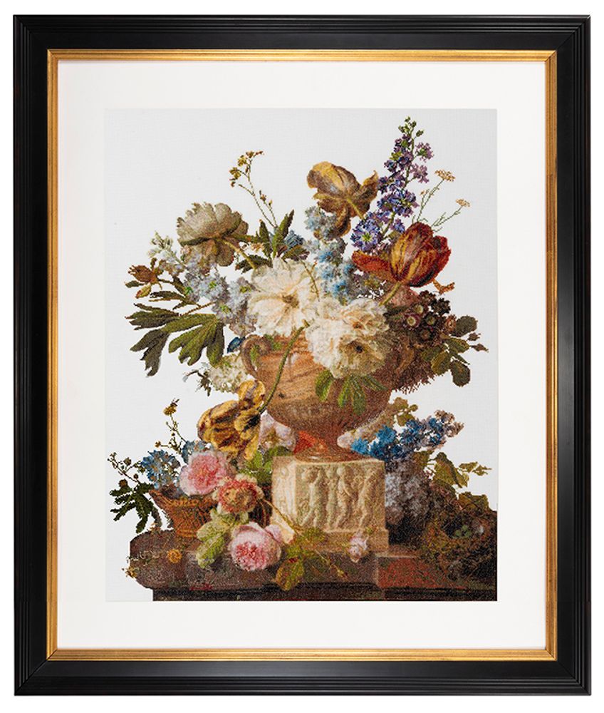 Thea Gouverneur, Натюрморт с цветами в алебастровой вазе, 20х26 см (18ct черная)