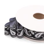 Лента (тесьма) жаккардовая 22.0 мм / 10±0.5 метров, Пейсли, 22807 черный/серебро