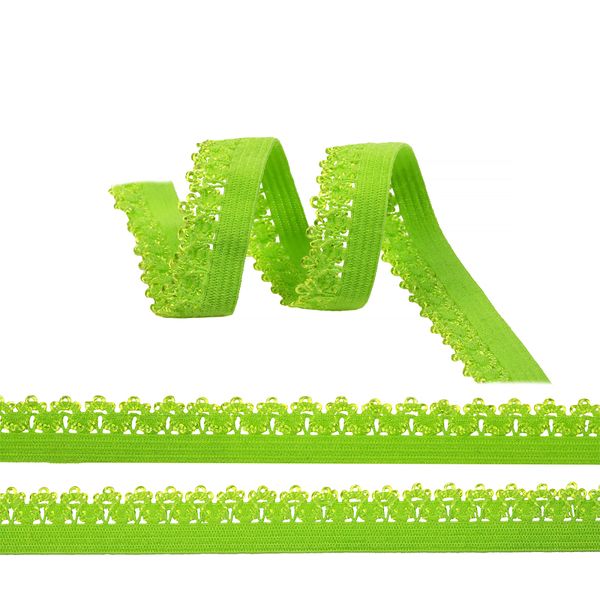 Резинка бельевая (ажурная) 12.0 мм / 100 метров, RB013208A, A3208 зеленый лайм
