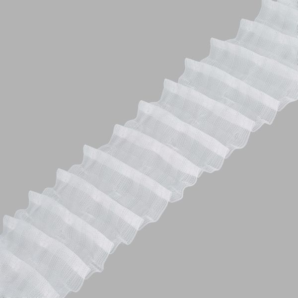 Лента (тесьма) шторная: сборка параллельная (1:1.5) 82 мм / 100 метров, (7 рядов петель, 3 шнура), прозр., ГР, 8115-SPD