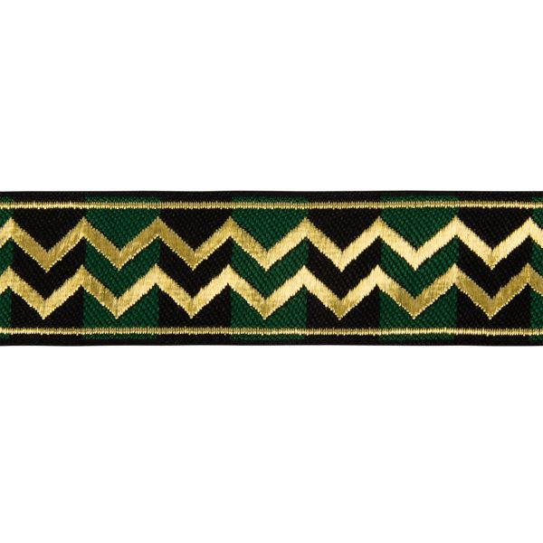 Лента (тесьма) жаккардовая 25.0 мм / 10±0.5 метров, зеленый/бежевый, Gamma TRJ-114Y