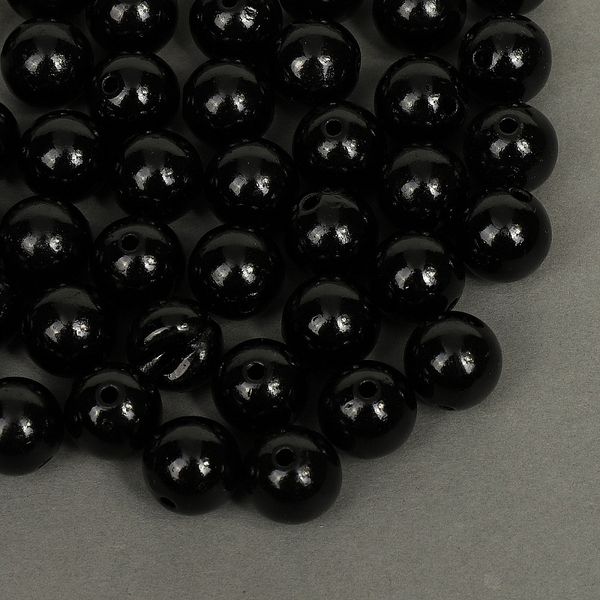 Бусины пластик (перламутр) ⌀12 мм, цв.002 черный, уп.500г (530 шт), Magic4Hobby
