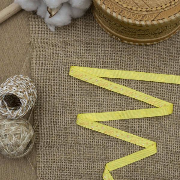 Лента репсовая (в рубчик) 10.0 мм, 3м, Love, желтый