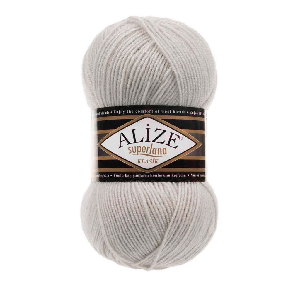 Пряжа Alize (Ализе) Superlana klasik / уп.5 мот. по 100 г, 280м, 208 светло-серый меланж A
