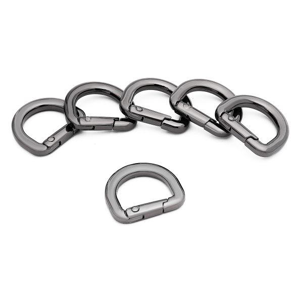 Карабин металл полукольцо 15 мм, олово (черный никель), MB_2232, 6 шт