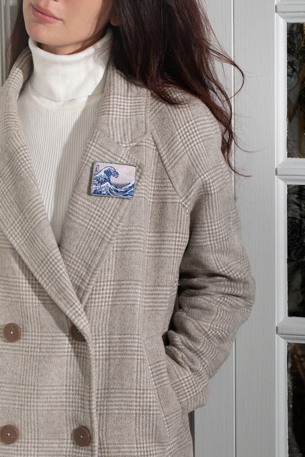 Набор для вышивания нитками Panna, Живая картина. брошь Большая волна в Канагаве, 5х6 см