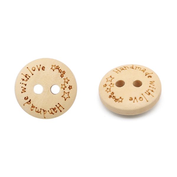 Пуговицы на 2 прокола Handmade 20L (12,5мм), дерево (Milk (молочный)), W21, 36 шт