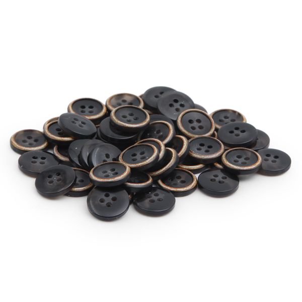 Пуговицы 4 прокола 24L (15мм), (Black (черный)), 48 шт, S090161