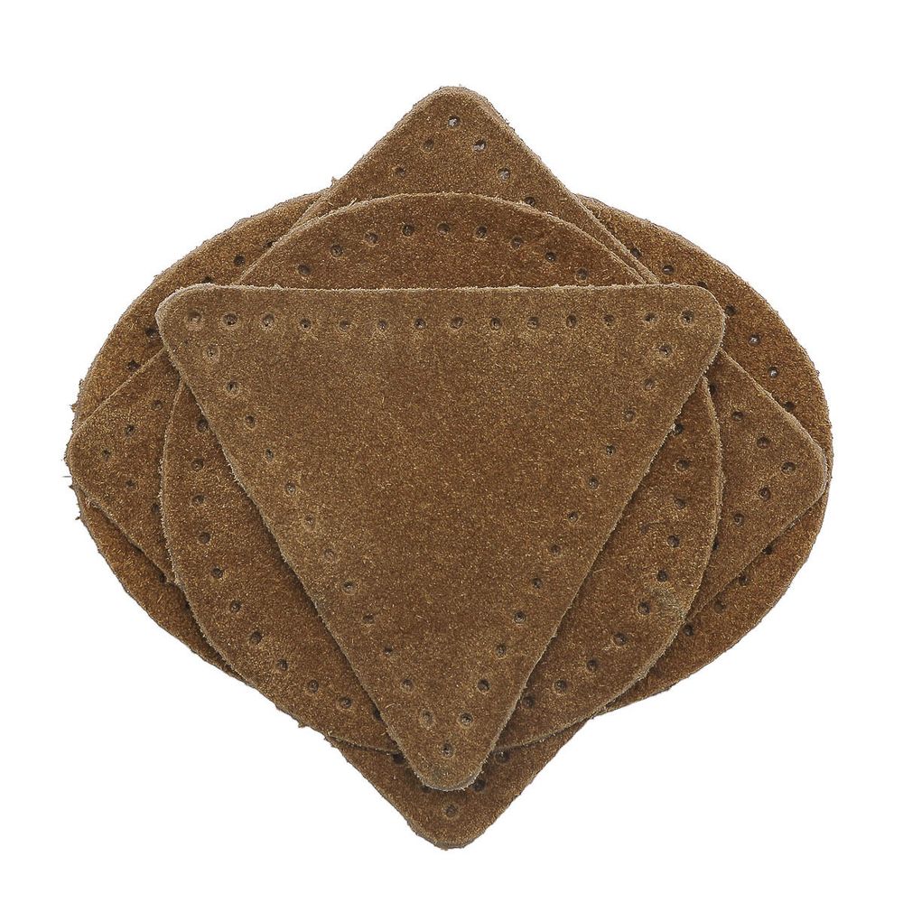 Набор заплаток пришивных из замши, круг, квадрат, треугольник, овал 6см, с перфорацией, 4 шт (32 кэмел), 59723