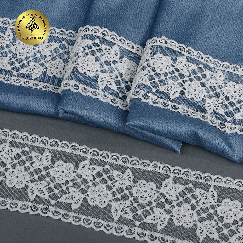 Кружево на сетке арт.40482 55мм цв.01 белый уп.12.9м, Kruzhevo