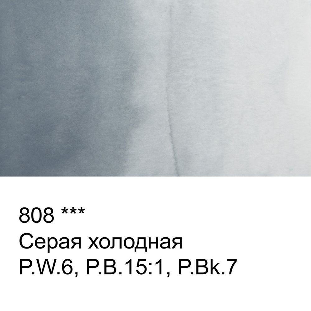 Краска акварель художественная, кювета 2.5 мл, 808 серая холодная, Vista-Artista VAW