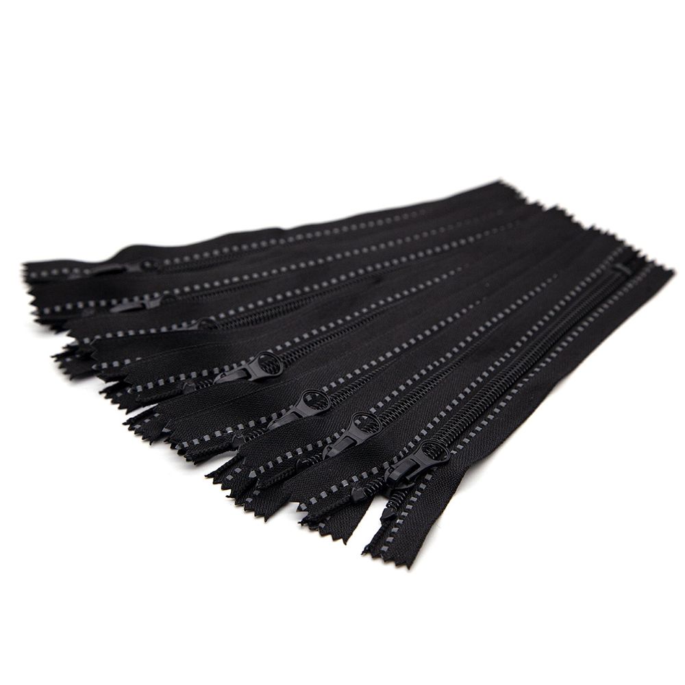 Молния спираль (витая) Т5 (5 мм) 1 зам., н/раз., 18 см, цв. черный, 10 шт