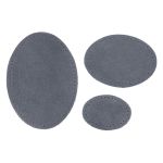 Набор заплаток пришивных из замши, овал 4х5,5см, 6х8,2см, 8х10,9см, с перфорацией, 3 шт (26 серый), 59404