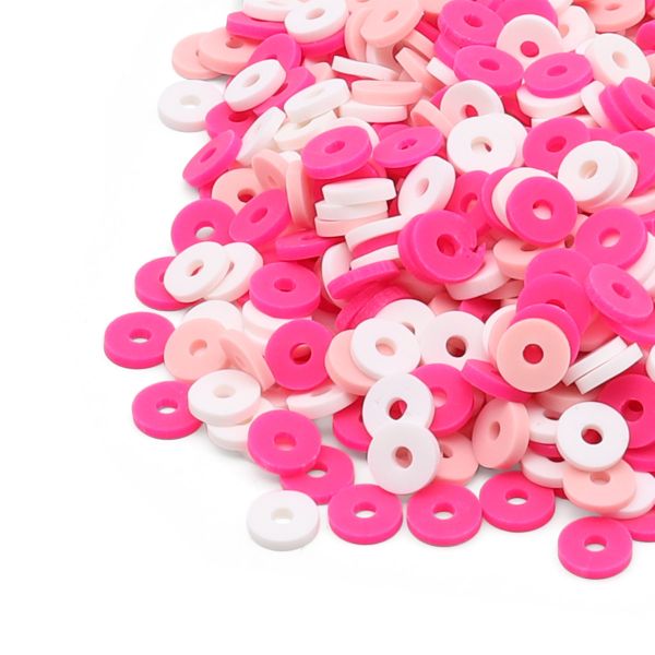 Бусины полимерная глина ⌀6 мм, плоские, 20г, Astra&Craft (B24 малиново-белый микс)