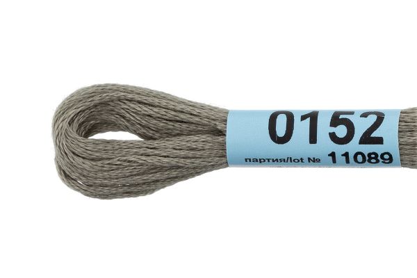 Мулине Gamma 100% хлопок, цв.0152 серый, 24 мотка по 8 метров