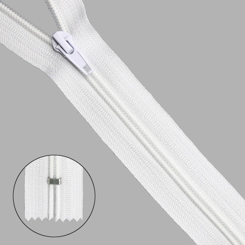 Молния спираль (витая) обувная Т7 (7 мм) 1 зам., н/раз., 12 см, 501 белый, 10 шт /TOS/