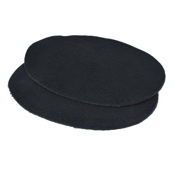 Заплатка, замша, овал средний 9х13,5см с перфорацией, 2 шт в уп, 100% кожа, 20 черный